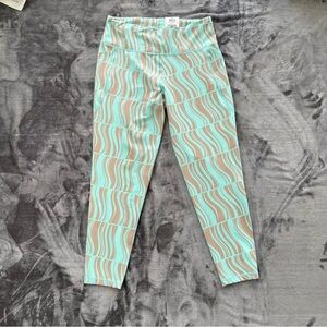 Ideology High Rise Aqua and Brown Striped Leggings